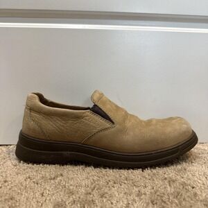 Clarks Shoes Mens Size 7 Beige Leather Slip On Comfort Casual Loafers Portugal